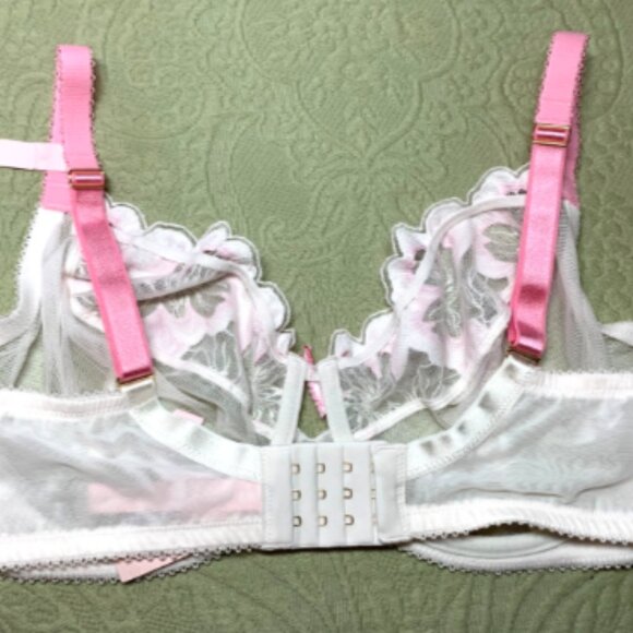 Dream Angels Fabulous by VS Unlined Pink Peony Embroidery Full-Cup Bra 38DD Set - Picture 9 of 15